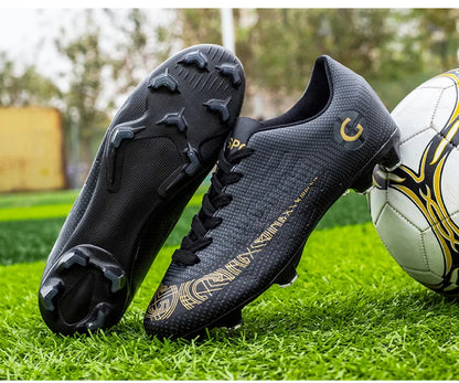 WaterMonkey Herren-Fußballschuhe für Erwachsene, Fußballschuhe mit langen Stollen, Outdoor-Rasen-AG-Stollenschuhe, Low-Top-Trainings-Fußball-Sneaker