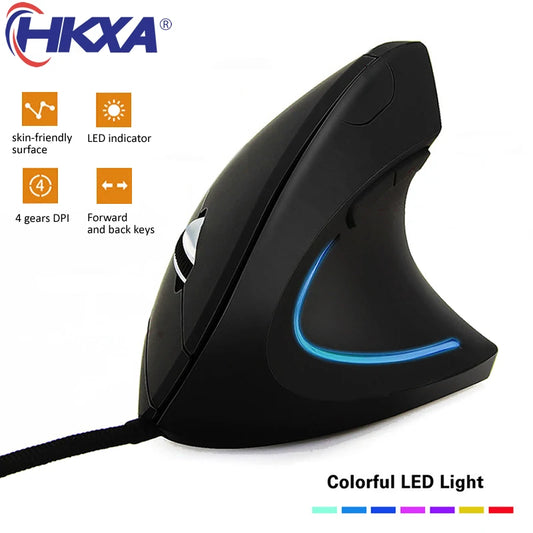 Ergonomic Wired Vertical Gaming Mouse USB RGB Optical Mouse 3200 DPI for PC & Laptop