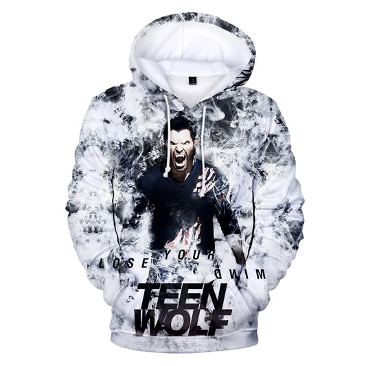 Nowe bluzy z kapturem z nadrukiem 3D inspirowane serialem TV TEEN WOLF – dla mężczyzn, kobiet i dzieci, moda Harajuku, jesienne streetwearowe pulowery hip-hop
