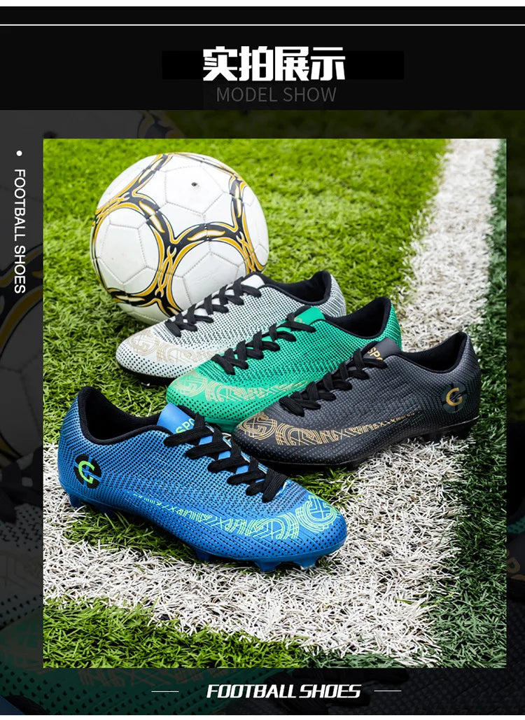 WaterMonkey Herren-Fußballschuhe für Erwachsene, Fußballschuhe mit langen Stollen, Outdoor-Rasen-AG-Stollenschuhe, Low-Top-Trainings-Fußball-Sneaker