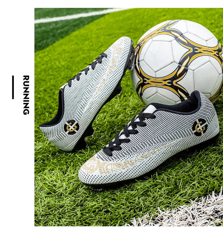 WaterMonkey Herren-Fußballschuhe für Erwachsene, Fußballschuhe mit langen Stollen, Outdoor-Rasen-AG-Stollenschuhe, Low-Top-Trainings-Fußball-Sneaker
