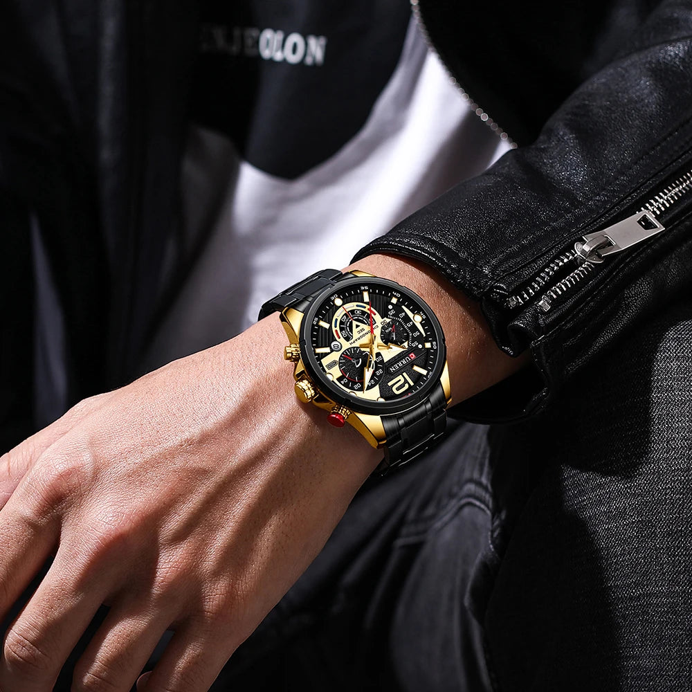 CURREN Watches Men's Sport Quartz Chronograph Wristwatches Luxury Stainless Steel Clock with Luminous Watch Relogio Masculino