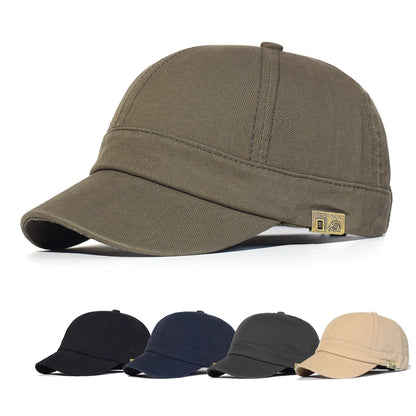 Casquette de baseball à visière courte en coton pour homme et femme, casquette « dad hat » vintage souple, style trucker ajustable, casquettes à profil bas