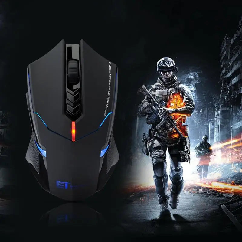 ET X-08 2000DPI reguliuojama 7 mygtukų 2.4G belaidė žaidimų pelė, profesionali belaidė žaidimų pelė žaidėjams, tyli LED pelė PC