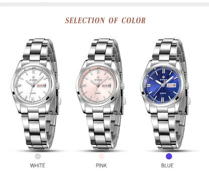 Montre Femme 2024 WWOOR Fashion Ladies Watches Waterproof Quartz Silver Clock Women Automatic Date Dress Wrist Watch Reloj Mujer