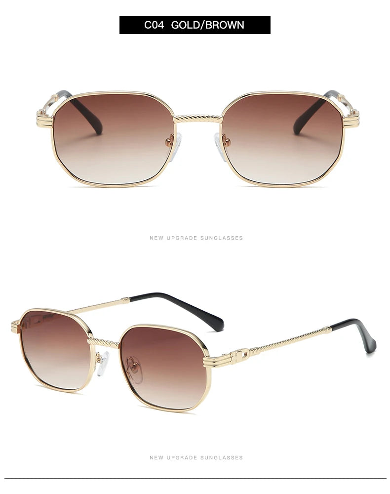1/3pcs Fashion Rectangle Sunglasses Women UV400 Thread Design Metal Frame Sun Glasses Trendy Punk Style Black Gold Shade Unisex