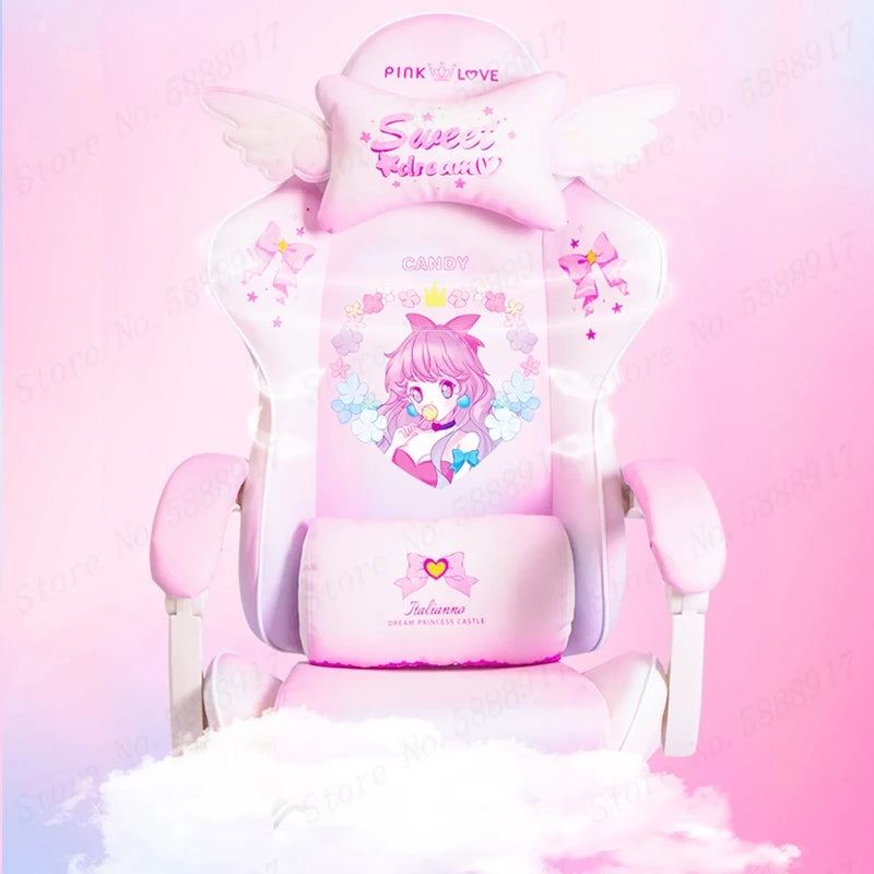 New Cute E-Sports Chair Rose Pink Office Home Furniture Computer Chair Animation Girl Game Chair Lift Rotation Can Be Adjusted