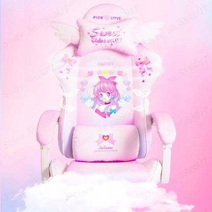 New Cute E-Sports Chair Rose Pink Office Home Furniture Computer Chair Animation Girl Game Chair Lift Rotation Can Be Adjusted