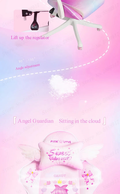 New Cute E-Sports Chair Rose Pink Office Home Furniture Computer Chair Animation Girl Game Chair Lift Rotation Can Be Adjusted