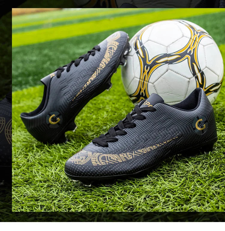 WaterMonkey Herren-Fußballschuhe für Erwachsene, Fußballschuhe mit langen Stollen, Outdoor-Rasen-AG-Stollenschuhe, Low-Top-Trainings-Fußball-Sneaker