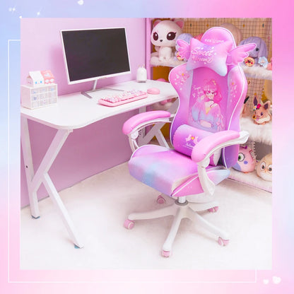 New Cute E-Sports Chair Rose Pink Office Home Furniture Computer Chair Animation Girl Game Chair Lift Rotation Can Be Adjusted