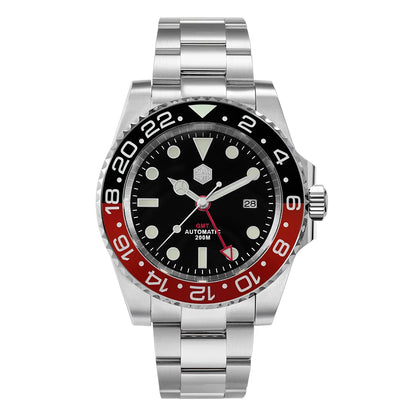 San Martin Luxury GMT Hangzhou 6460 Men Automatic Mechanical Watch Business Sports Waterproof 200m Sapphire Full Luminous SN0016