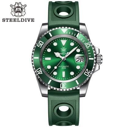 SD1953 STEELDIVE Brand Ceramic Bezel 41mm Steeldive 30ATM Water Resistant NH35 Automatic Mens Dive Watch  with Milled Clasp