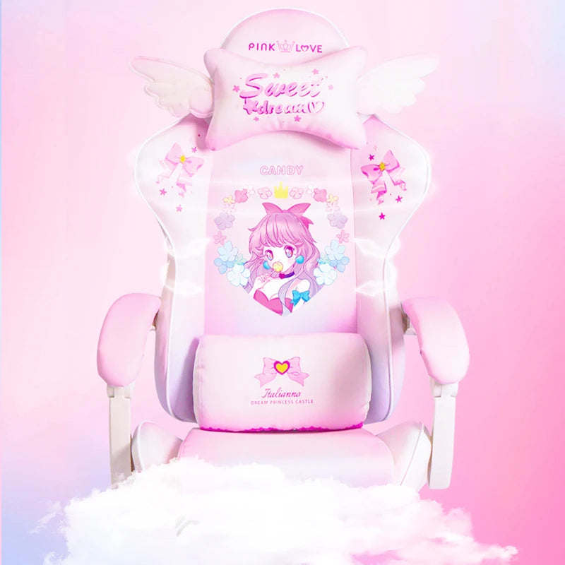 New Cute E-Sports Chair Rose Pink Office Home Furniture Computer Chair Animation Girl Game Chair Lift Rotation Can Be Adjusted