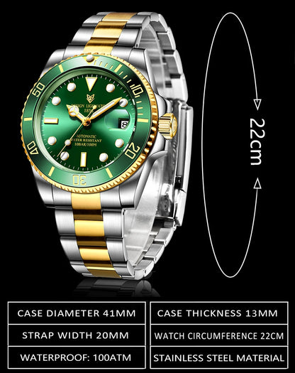 LIGE 2025 New Men Mechanical Wristwatch Stainless Steel Clocks Watch Top Brand Luxury Military Sports Mens Watches Reloj Hombre