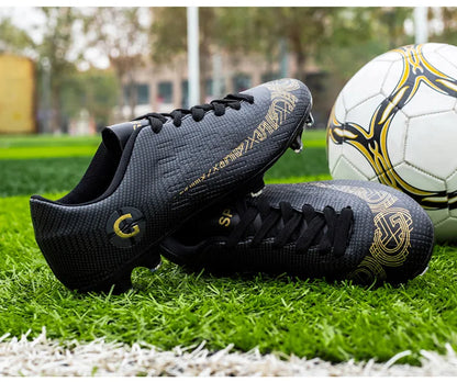 WaterMonkey Herren-Fußballschuhe für Erwachsene, Fußballschuhe mit langen Stollen, Outdoor-Rasen-AG-Stollenschuhe, Low-Top-Trainings-Fußball-Sneaker