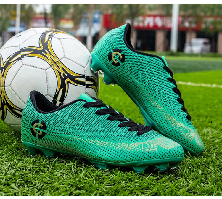 WaterMonkey Herren-Fußballschuhe für Erwachsene, Fußballschuhe mit langen Stollen, Outdoor-Rasen-AG-Stollenschuhe, Low-Top-Trainings-Fußball-Sneaker