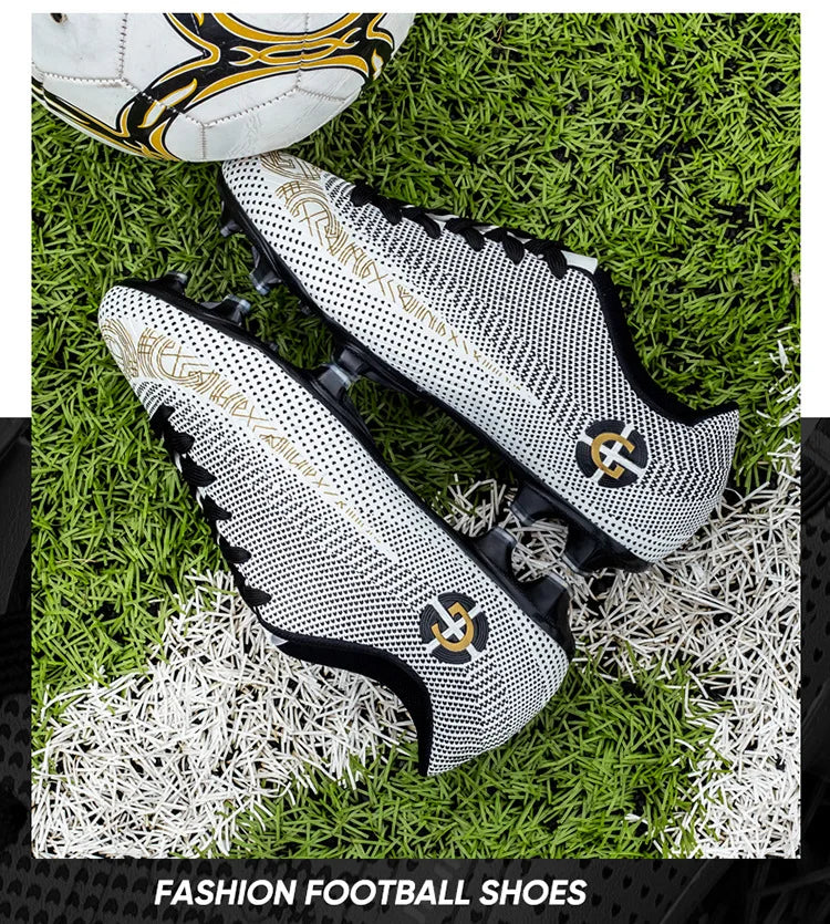 WaterMonkey Herren-Fußballschuhe für Erwachsene, Fußballschuhe mit langen Stollen, Outdoor-Rasen-AG-Stollenschuhe, Low-Top-Trainings-Fußball-Sneaker