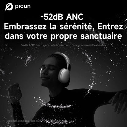 Picun F8 Pro ANC Wireless Headphones Head Tracking 3D Spatial Audio -52dB ANC HIFI Bluetooth Headset ENC HD Mic Low-Latency APP