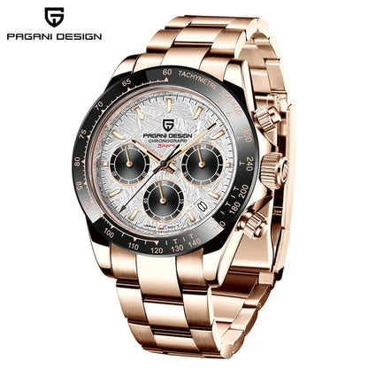 PAGANI DESIGN V2 40MM Relógio masculino de quartzo com mostrador meteorito, safira, cronógrafo retro, impermeável para homem