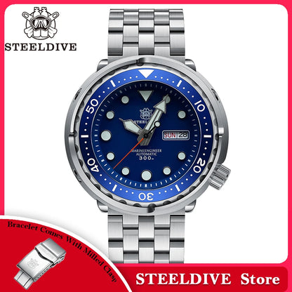 STEELDIVE Top Brand Day Function 47.5mm 300M Waterproof Sapphire Glass Ceramic Bezel NH36 Automatic Dive Can Tuna Watch for Men