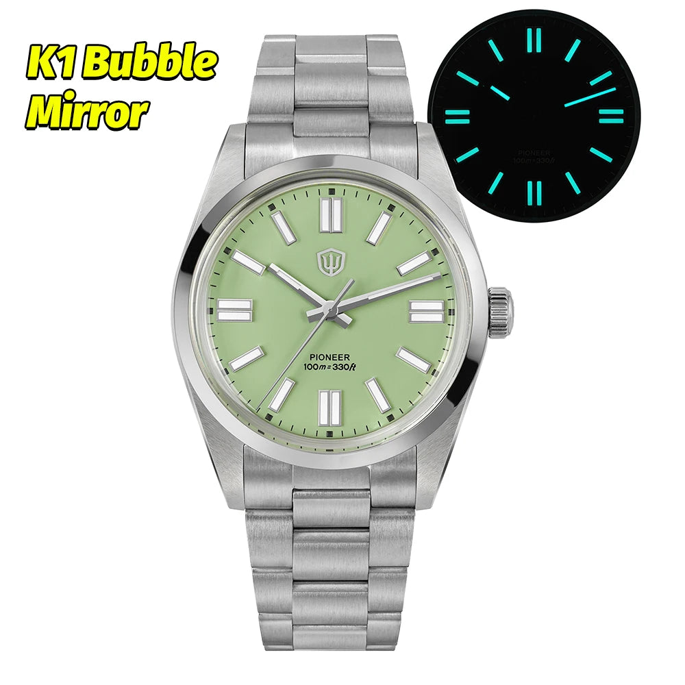 Watchdives WD1016 V3 36Mm VH31 Quartz Watch Man Multicolored K1 Bubble Mirror Sapphire Luminous 100M Waterproof Steel Wristwatch