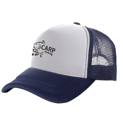 Karpfen-Fischer-Trucker-Caps für Herren – Lustige Angel-Motive – Bedruckte Baseball-Kappe – Coole Sommer-Unisex-Mesh-Kappen MZ-169