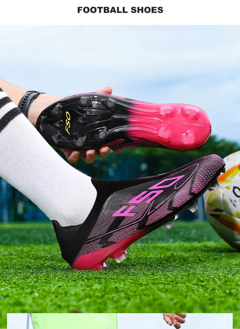 Botas de fútbol para hombre, antideslizantes, para niños, para exterior, zapatillas de fútbol superventas, para partido sobre césped, de alta calidad, con tacos, de caña alta y ligeras