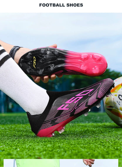 Botas de fútbol para hombre, antideslizantes, para niños, para exterior, zapatillas de fútbol superventas, para partido sobre césped, de alta calidad, con tacos, de caña alta y ligeras