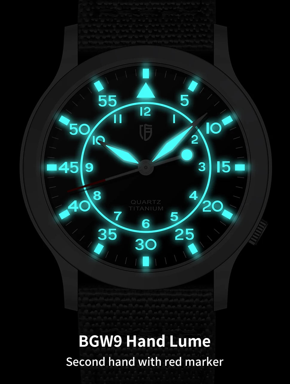 BERNY Titanium Watch For Men AR Coating Sapphire Fashion Wristwatch Luminous VH31 Ultra-thin Quartz Watch Waterproof 5ATM Watch