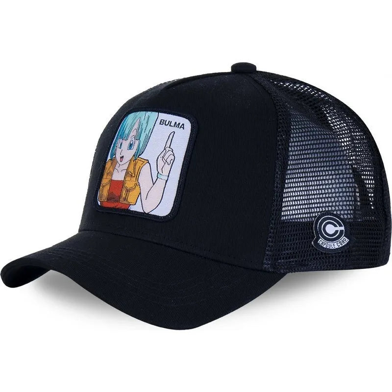 Dragon Ball Son Goku-Kappe, Sommer-Reisekappe mit Schirm, Herren-Kappe mit Stickerei, im Hip-Hop-Stil, Sonnenvisier, verstellbare Trucker-Kappe aus Netzstoff