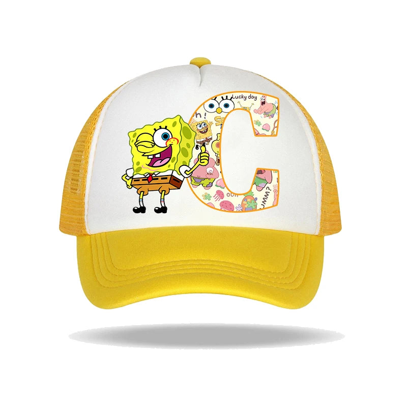 Casquette de baseball Bob l'éponge pour enfants et adultes, imprimé lettres, chapeaux de soleil, anime, dessin animé, casquettes à visière réglable, chapeau décontracté d'été, nouveauté