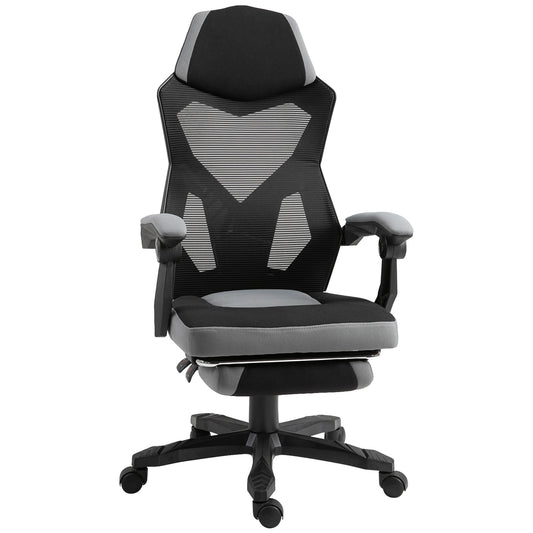 Desk Chair Vinsetto gaming armchair height adjustable back castors pivoting foot fabric mesh rest 58L x 63l x