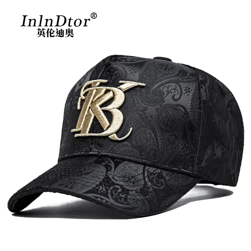 Casquette de baseball haute de mode brodée pour homme, imprimé noix de cajou, casquette décontractée d'extérieur, bordure sur le devant, toutes saisons