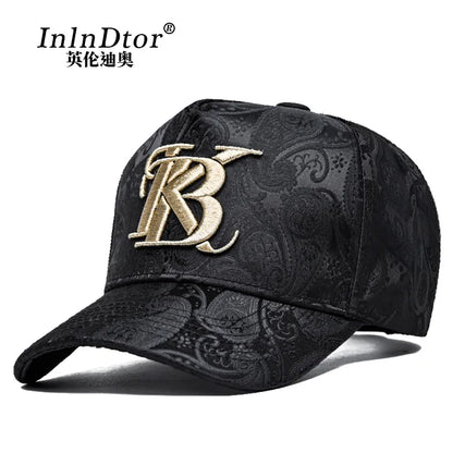 Casquette de baseball haute de mode brodée pour homme, imprimé noix de cajou, casquette décontractée d'extérieur, bordure sur le devant, toutes saisons