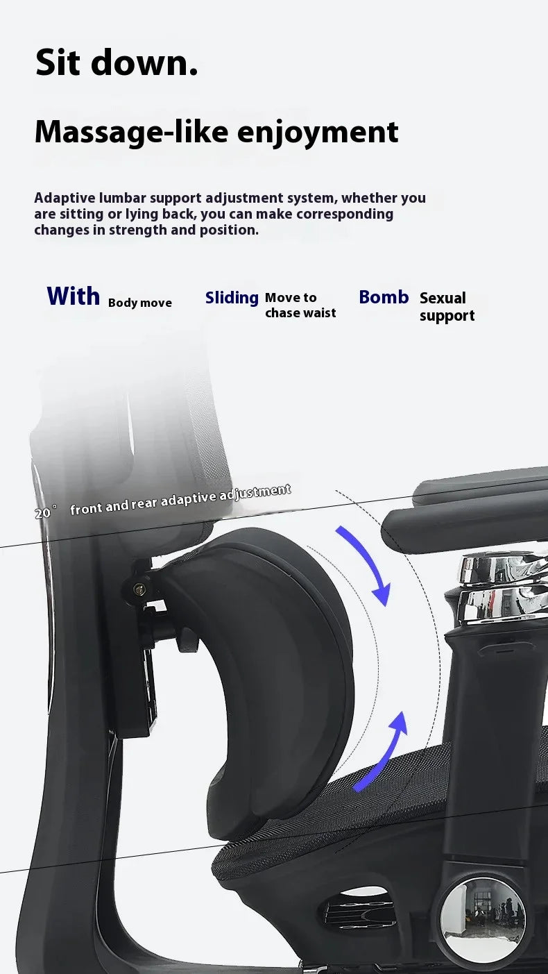 Ergonomic Office Chair Mesh Seat Adjustable Headrest Commercial Chair Footrests Support Comfortable Lumbar Chaise Ergonomique