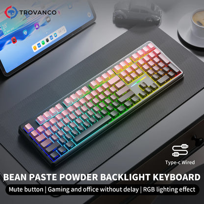 V108 Pro Bluetooth Keyboard  Office Low Noise 2.4G Wired&Wireless Full Layout with RGB Backlit Membrane