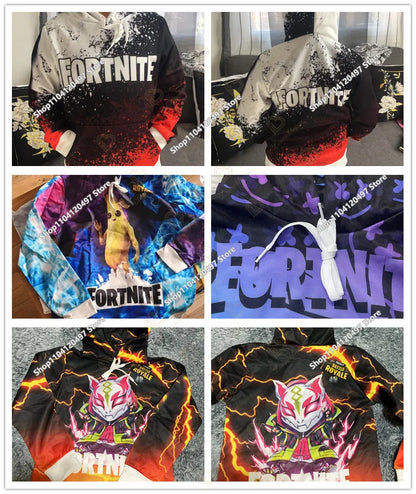 Παιδικές μπλούζες με κουκούλα Fortnite Cartoon, casual φούτερ με κουκούλα για το φθινόπωρο, ανδρικά μαλακά φούτερ με τσέπη, φαρδιές ανδρικές μπλούζες με μακριά μανίκια