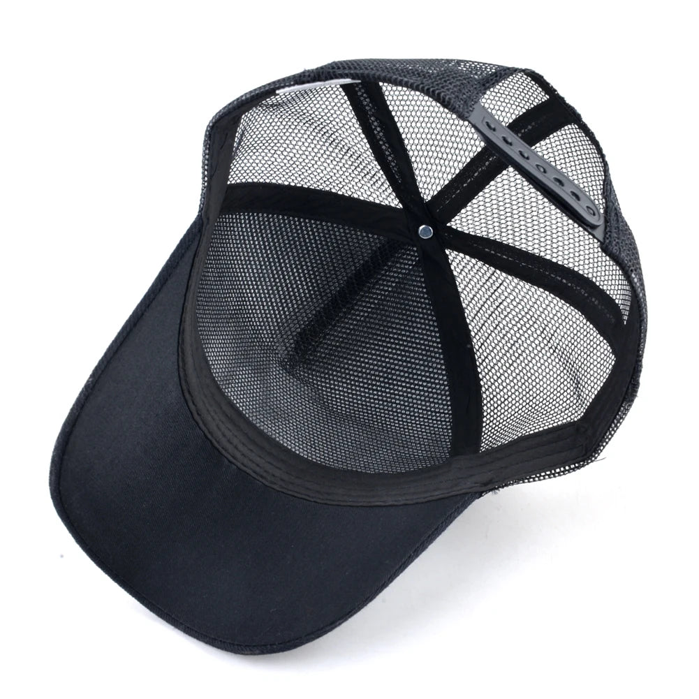 Modische Baseballkappe mit gesticktem Wolf-Aufnäher, Snapback, Hip-Hop-Trucker-Kappe, für Männer und Frauen, atmungsaktiv, Outdoor-Kappe mit Schirm