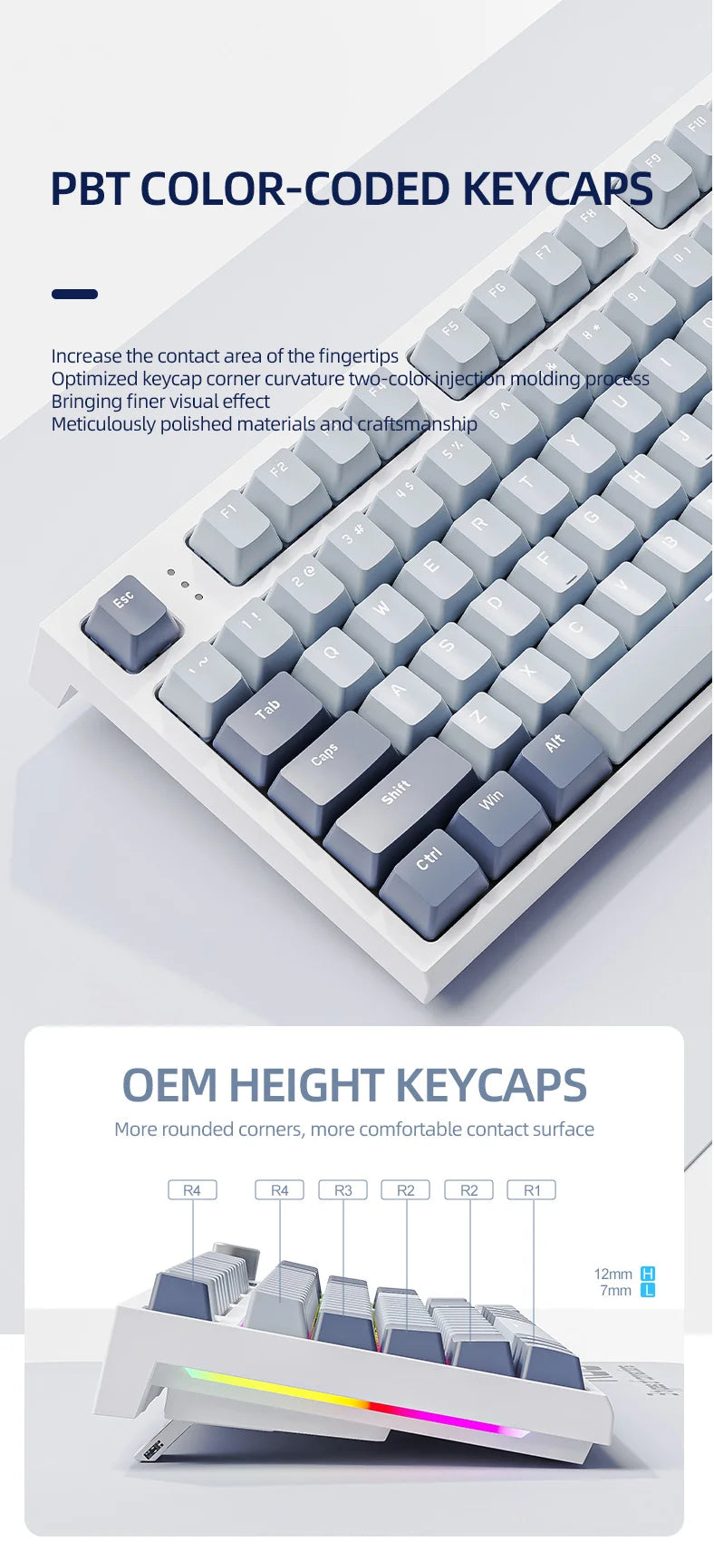 ATTACK SHARK K86 Mechanical Keyboard with Metal Knob,TFT Smart Color Screen,87-key Layout,RGB Lighting,and Three-mode Connection