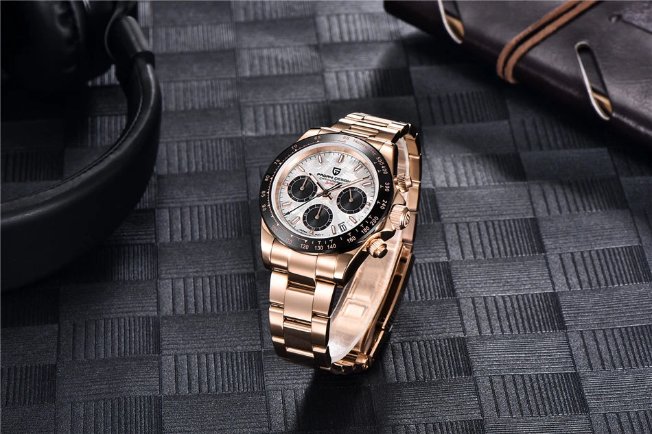 PAGANI DESIGN V2 40MM Relógio masculino de quartzo com mostrador meteorito, safira, cronógrafo retro, impermeável para homem