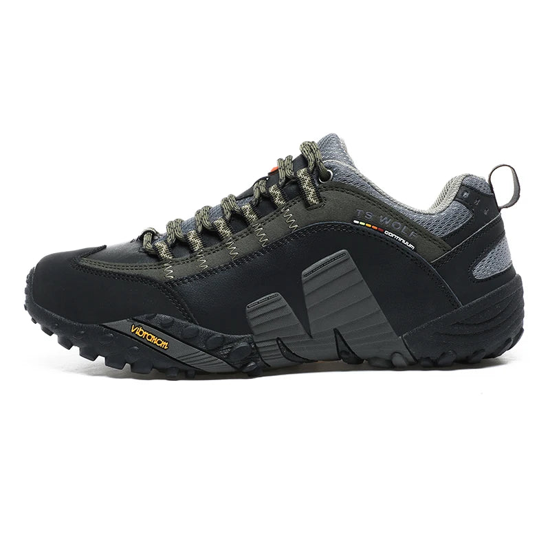 Scarpe da alpinismo da uomo in vera pelle per sport all'aria aperta, antiscivolo, da alpinismo ed escursionismo, scarpe traspiranti da turismo