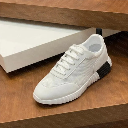26SS Men's Casual Leather Running Shoes Breathable Low-Top Sneakers Black Comfortable Anti-Odor Rubber Sole All-Season Wear