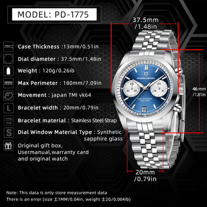 PAGANI DESIGN Pilot Men's Quartz Watches Sports Waterproof Wristwatch Sapphire Automatic Watch Men's Watch PD1775