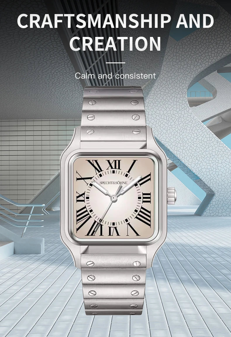 2025 New 34MM Specht & Söhne Quartz Watches Japan VH31 Movt Sapphire Blue Color Ultrathin Stainless Steel Relogio Masculino
