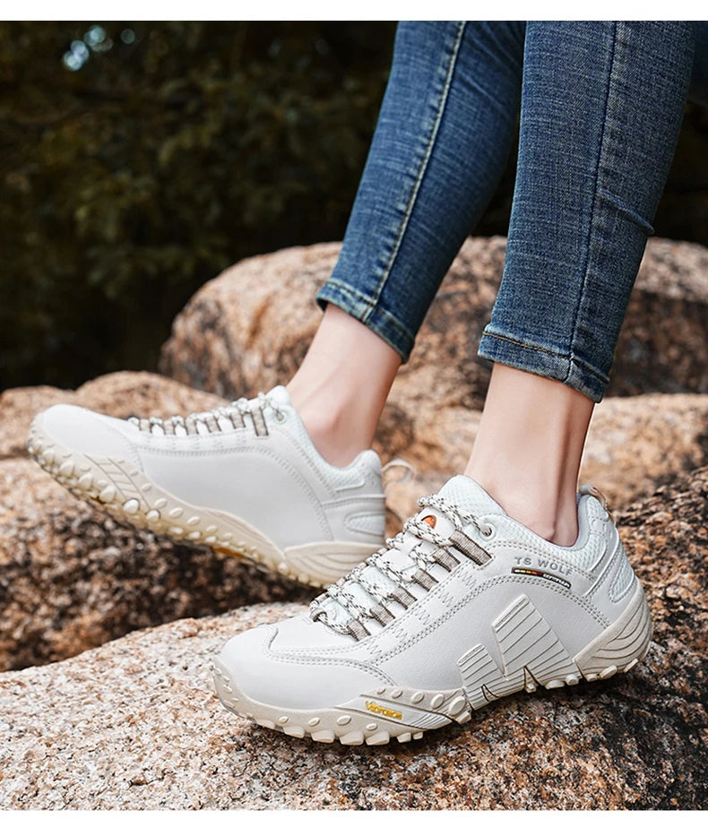 Scarpe da alpinismo da uomo in vera pelle per sport all'aria aperta, antiscivolo, da alpinismo ed escursionismo, scarpe traspiranti da turismo