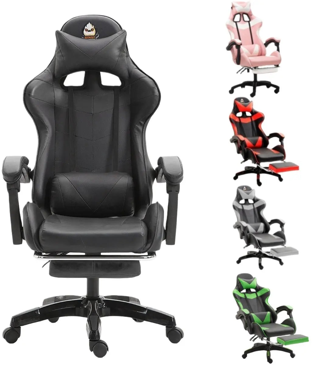 Ergonomic Gaming Chair, Office Chair, Height Adjustable, PU Leather Computer Chair, with Headrest and Lumbar Support, 360° Swivel