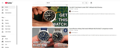 Militado ML05 38mm Military Field Watch VH31 Sweep Quartz Movement Domed Sapphire Crystal Waterproof 100M Super Luminous Watches