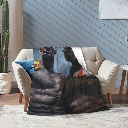 God of War Game Gamers Kratos Blanket  Soft Warm Funny Plush Throw Blanket For Home Decor Travel Flannel Bedspread Bed Cover