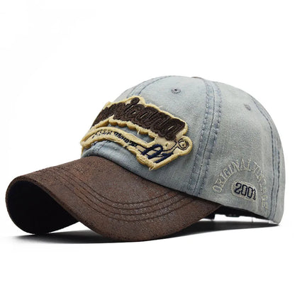 CNTANG Sommer-Denim-Baseballkappe Herrenmode Bestickte Buchstaben Baumwollkappen Snapback Herren Outdoor Freizeit Hip-Hop-Kappe Verstellbar
